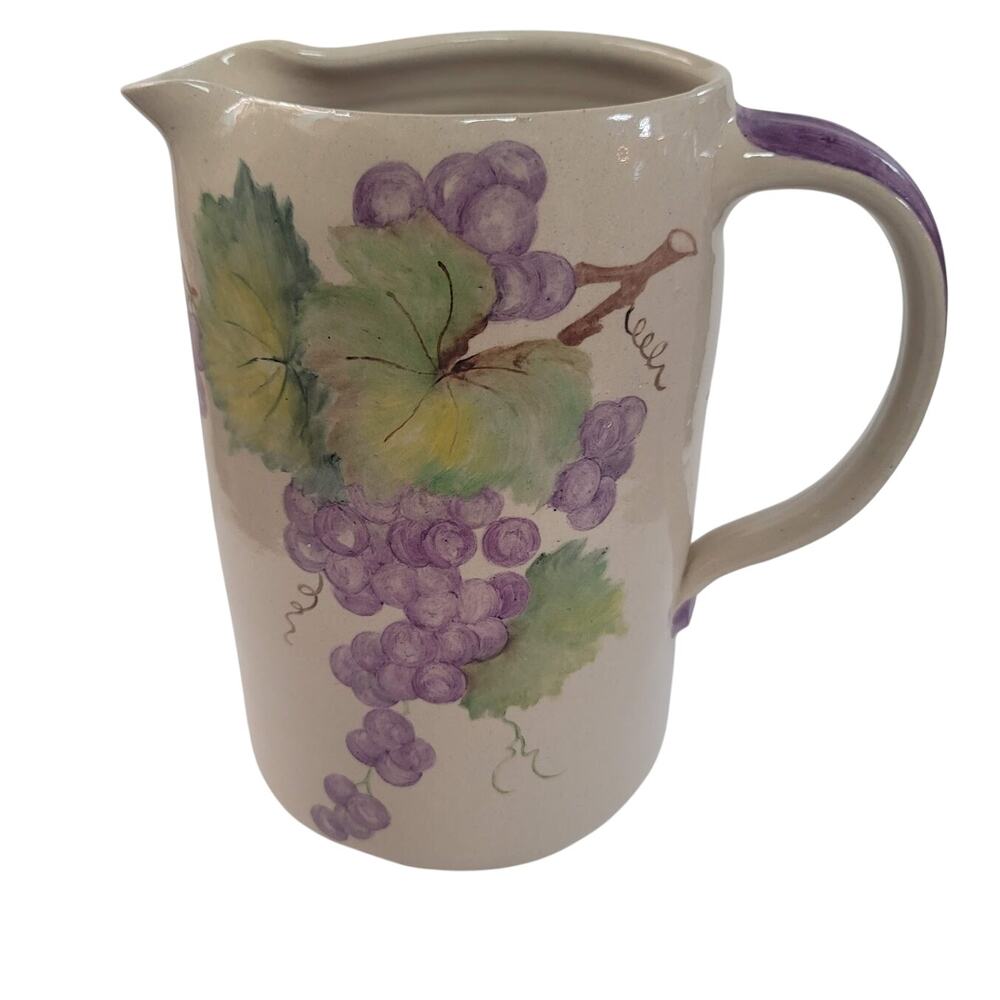 Handmade Pither Jug Grapes handle Master POTTER  Tommy Humphries green purple